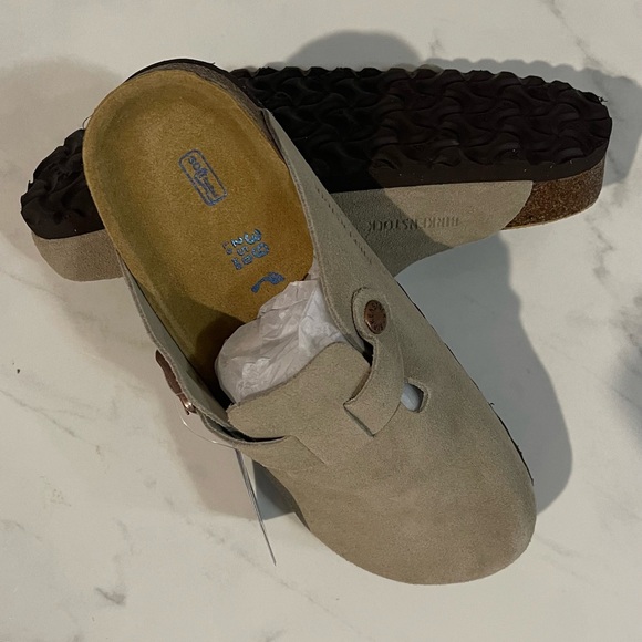 Birkenstock Boston Clogs Women's Taupe Size 8 Suede Slip-Ons - Picture 3 of 6